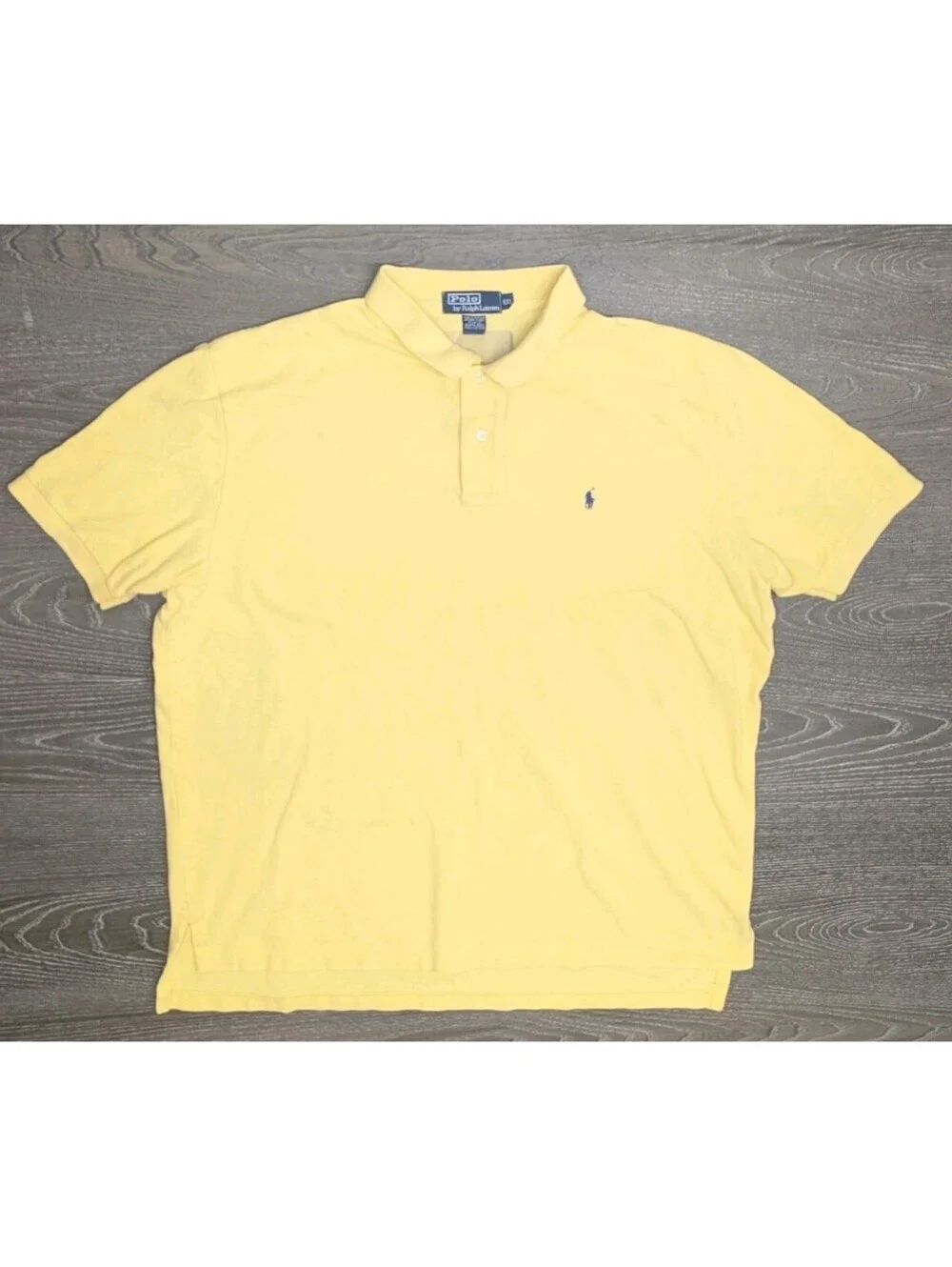 Polo Ralph Lauren Yellow Polo Shirt Short Sleeve Men 2XL Purple Pony Made In USA